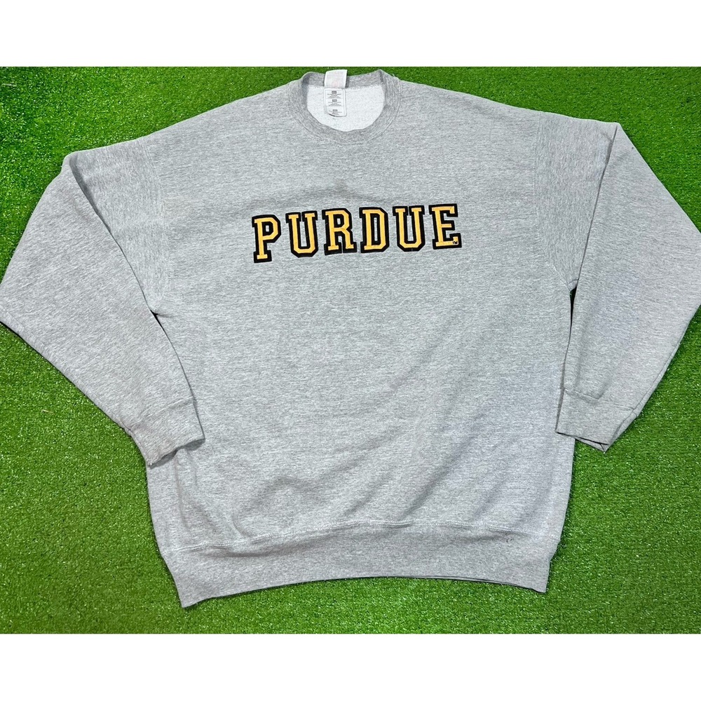 Vintage Purdue‎ Crewneck Sweatshirt 2XL Grey Gold Boiler Makers Pullover Y2K